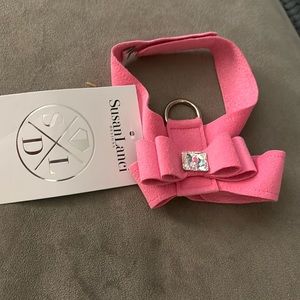 NWT Susan Lanci Big Bow Tinkie Harness in Perfect Pink XXS